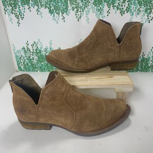 BORN Brown Suede Leather Ankle Boots Size 7.5 Womens EUC